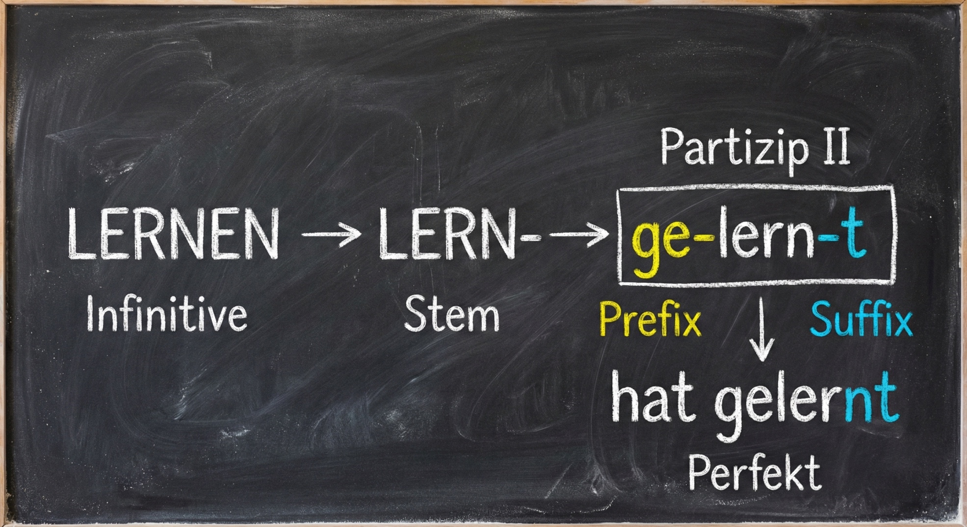الماضي التام: الأفعال المنتظمة